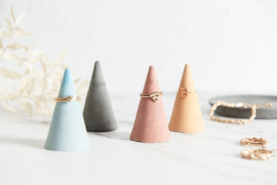 Concrete Ring Cone: Handmade Jewelry Holder, Modern Home Decor