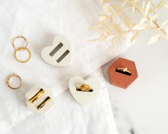 Heart-Shaped and Geometric Ring Holders - One or Two Ring Options