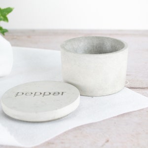 Concrete Salt and Pepper Pinch Pot Set, perfect for a minimal modern kitchen. New home gift image 2