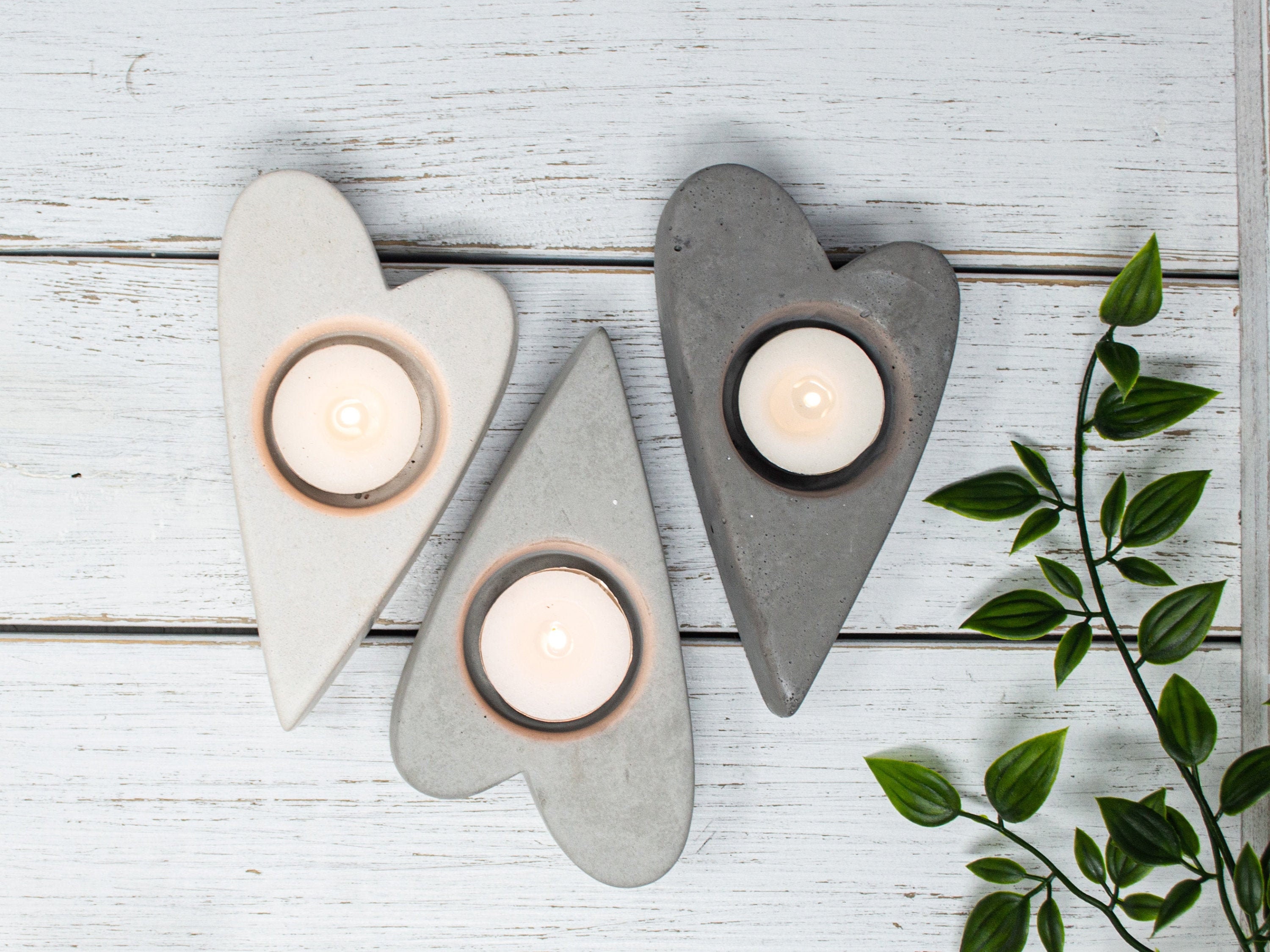 Heart Shaped Tea Light Holder Concrete Heart Candle Etsy UK