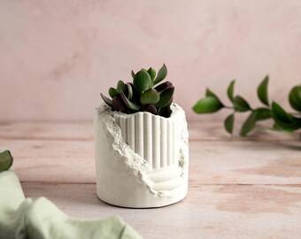 Cracked Pillar Plant Pot - Unique Design with Central Void for Small Cacti or Succulents