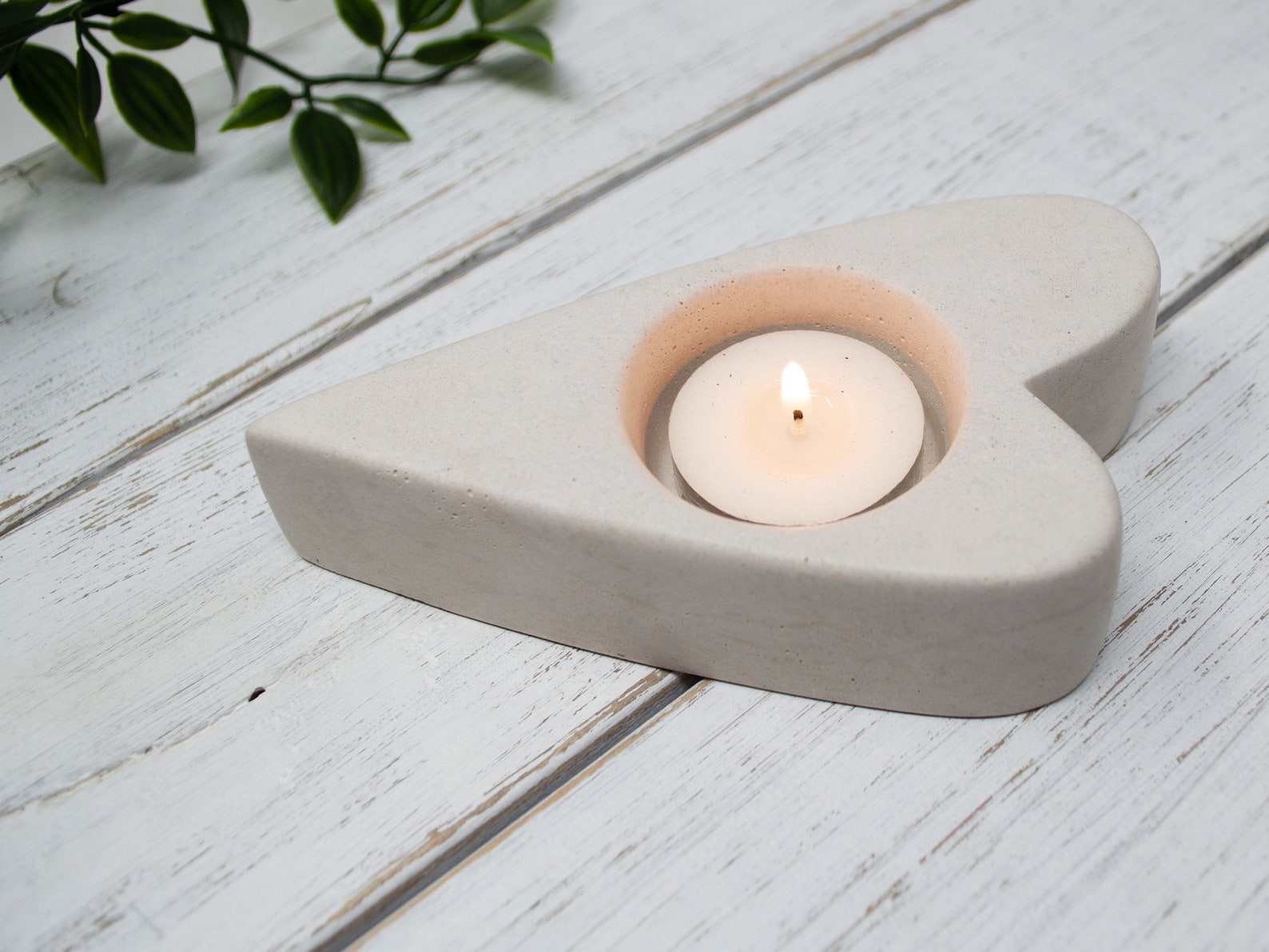Heart Shaped Tea Light Holder Concrete Heart Candle Etsy UK