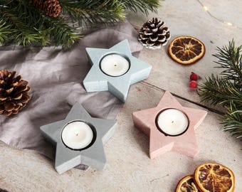 Concrete Star Tea Light Holder: Colorful Home Decor