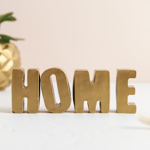 Letras de hormigón doradas pintadas a mano: decoración del hogar personalizada y elegante