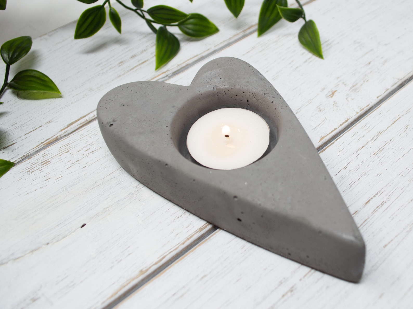 Heart Shaped Tea Light Holder Concrete Heart Candle Etsy UK