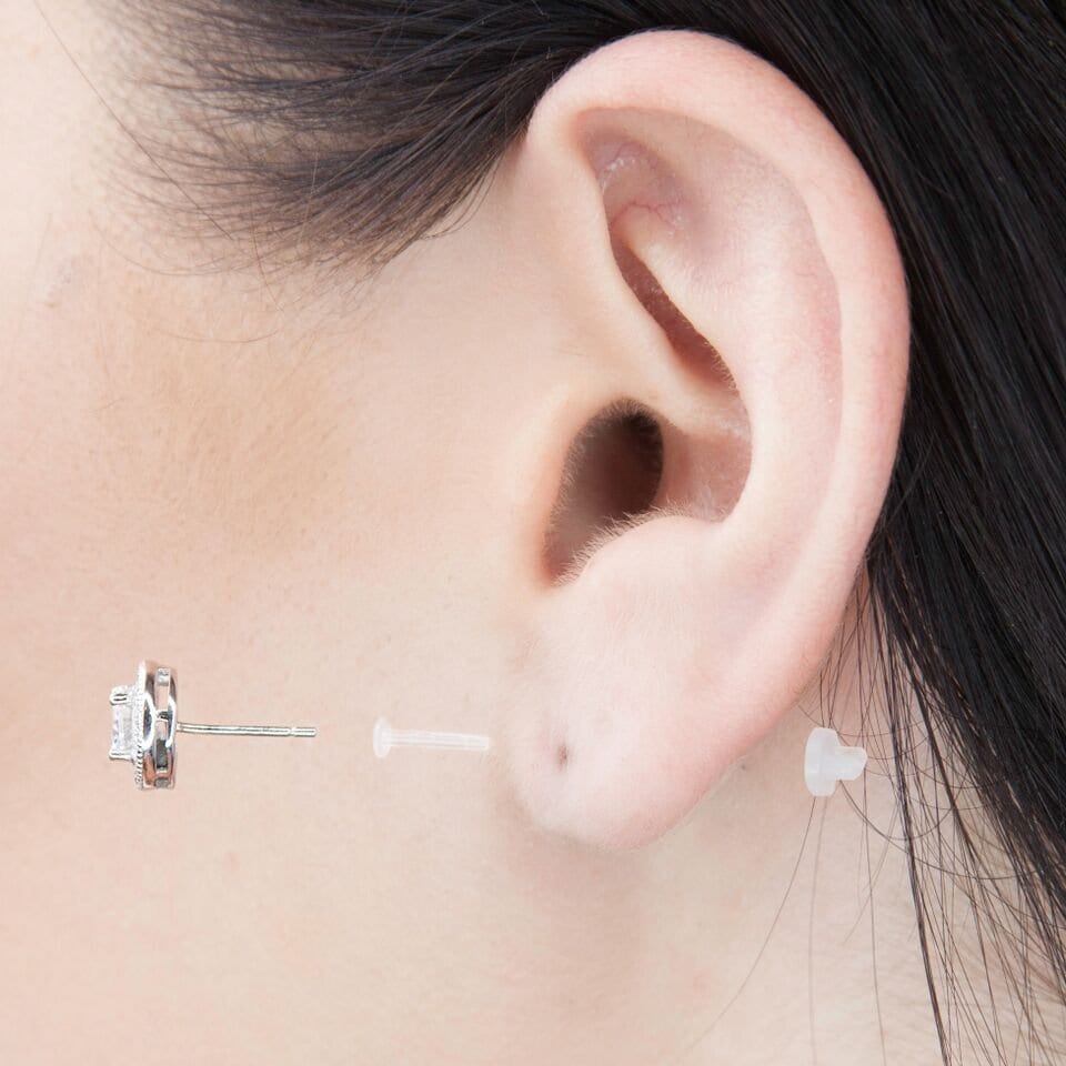 100 Sets Plastic Earring Posts & Backs for Sensitive Ear Invisible Sport  Earring