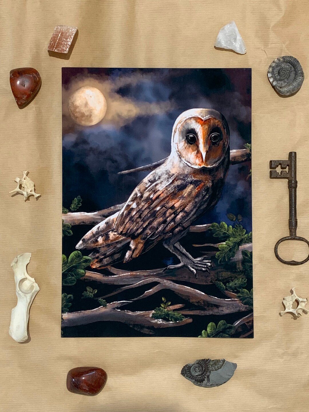 Barn Owl Art Print: Night Sky, Gothic Wildlife Decor - Etsy UK