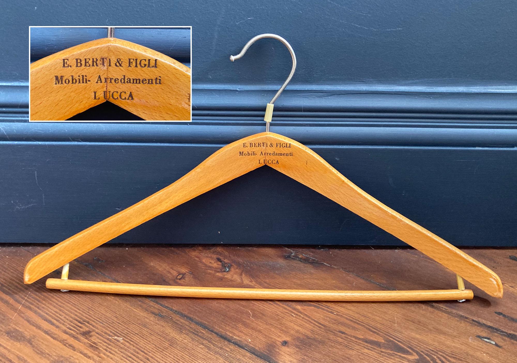 Vintage Branded Wooden Coat Hanger: Retro Hotel & Tailor