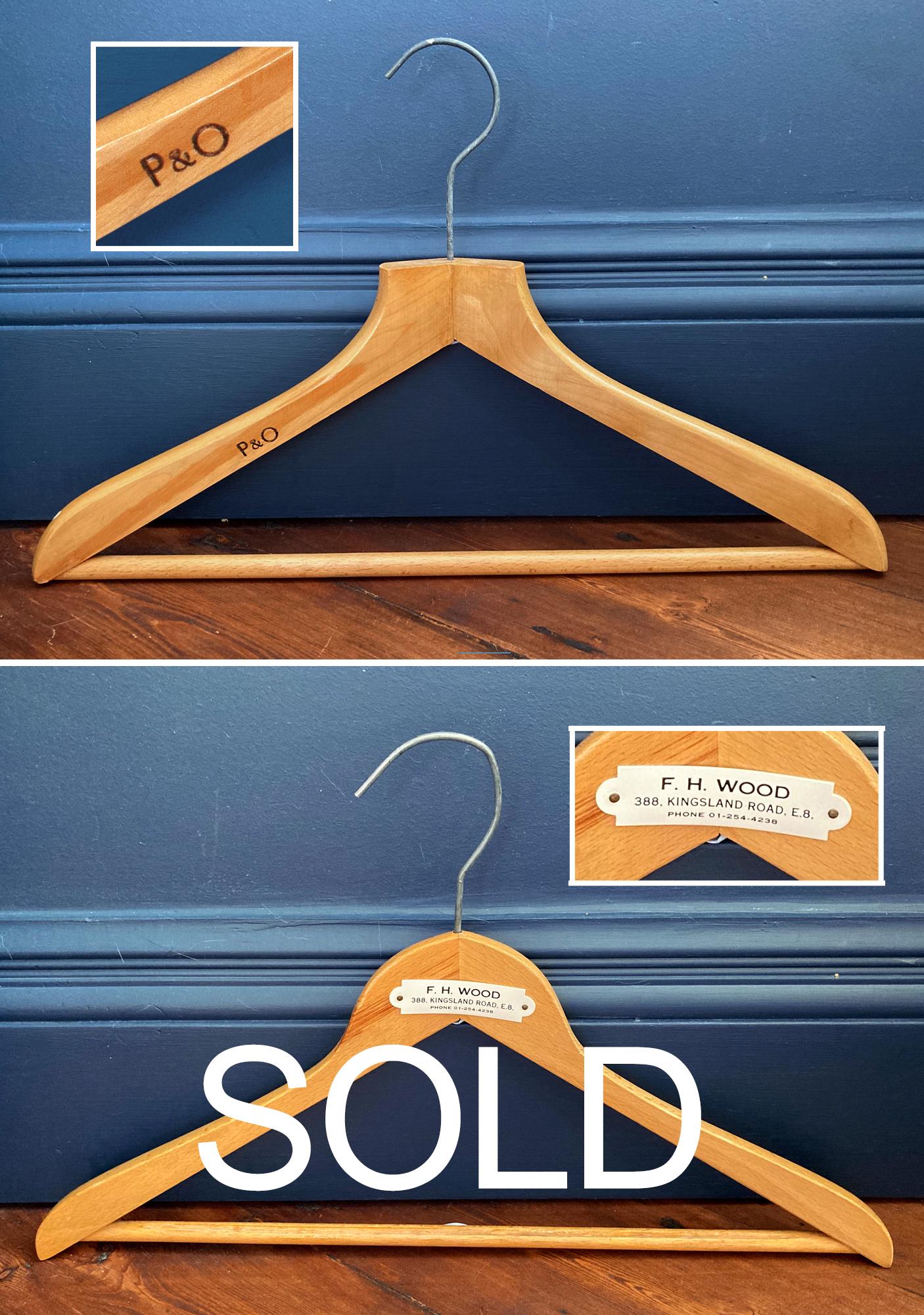 Vintage Branded Wooden Coat Hanger: Retro Hotel & Tailor