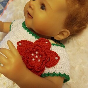 Crocheted baby dress, handmade doll dress, girl&#39;s dress, christening/baptism dress