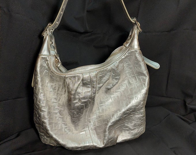 Vintage Calvin Klein Slouchy Silver Leather Bag - Etsy
