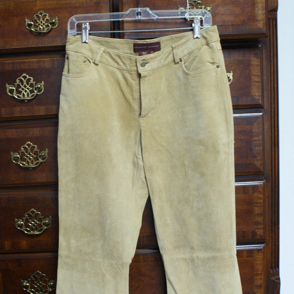 Size 8, Tan Suede Pants by Margaret Godfrey