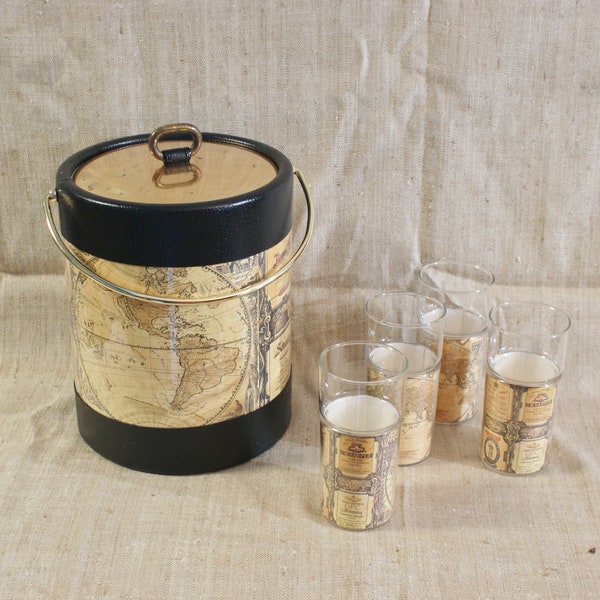 Kraftware Icebucket with Four Matching Insulated Tumblers