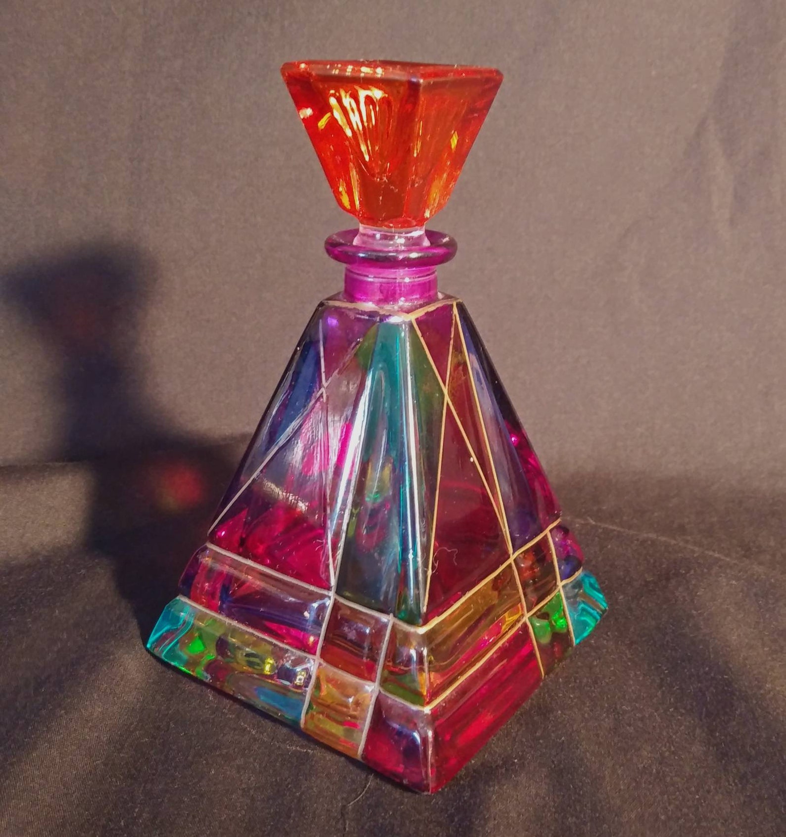Vintage Hand Painted and Signed Murano Glass Perfume Bottle Etsy