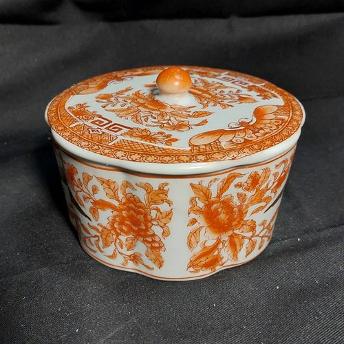 Orange Fitzhugh American Eagle Pattern Box shops with Lid, Japan