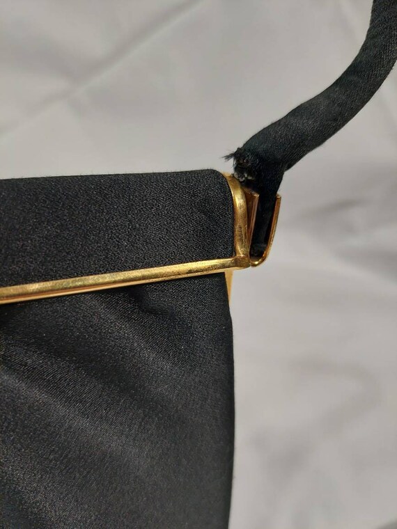 Vintage Black Satin Handbag - image 9