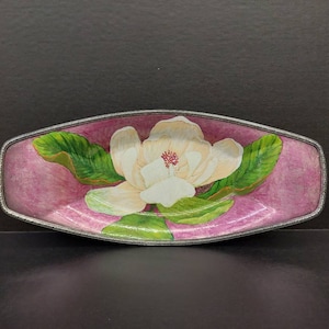 Handpainted Silver Plate Benedict Bowl with Magnolia