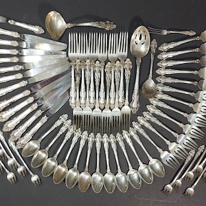 Vintage Reed and Barton Sterling Silver Service for Twelve, Grand Renaissance, 68 pieces