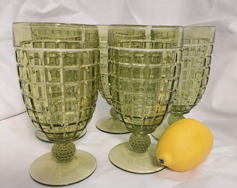 Vintage Green Heisey Victorian Tea Glasses Made by Imperial, Set of Five