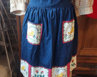 Vintage Navy Blue Half Apron
