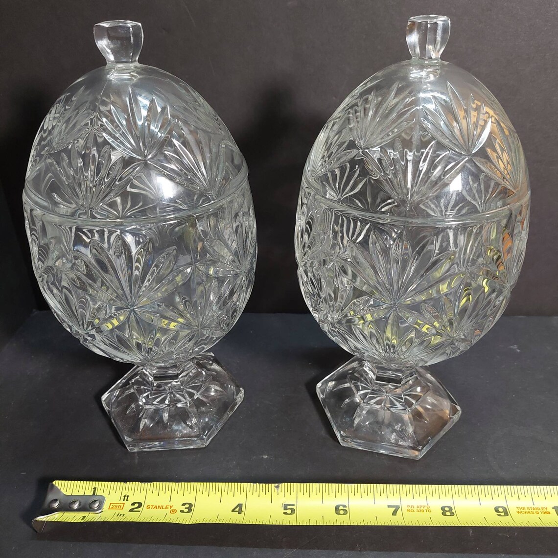 Vintage Pressed Glass Egg Candy Dish With Pedestal Base and Etsy