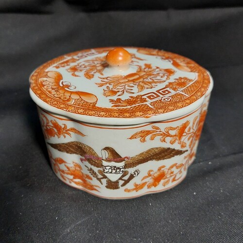 Orange Fitzhugh American Eagle Pattern Box shops with Lid, Japan
