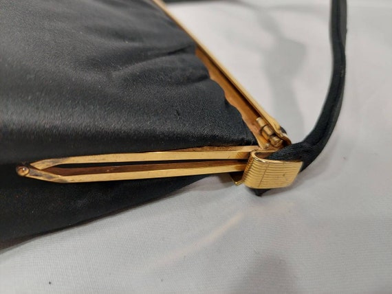 Vintage Black Satin Handbag - image 4