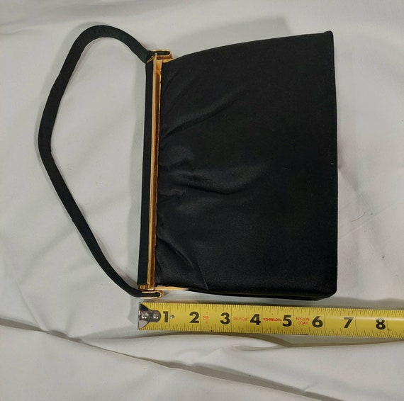Vintage Black Satin Handbag - image 8