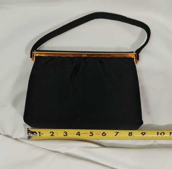 Vintage Black Satin Handbag - image 7