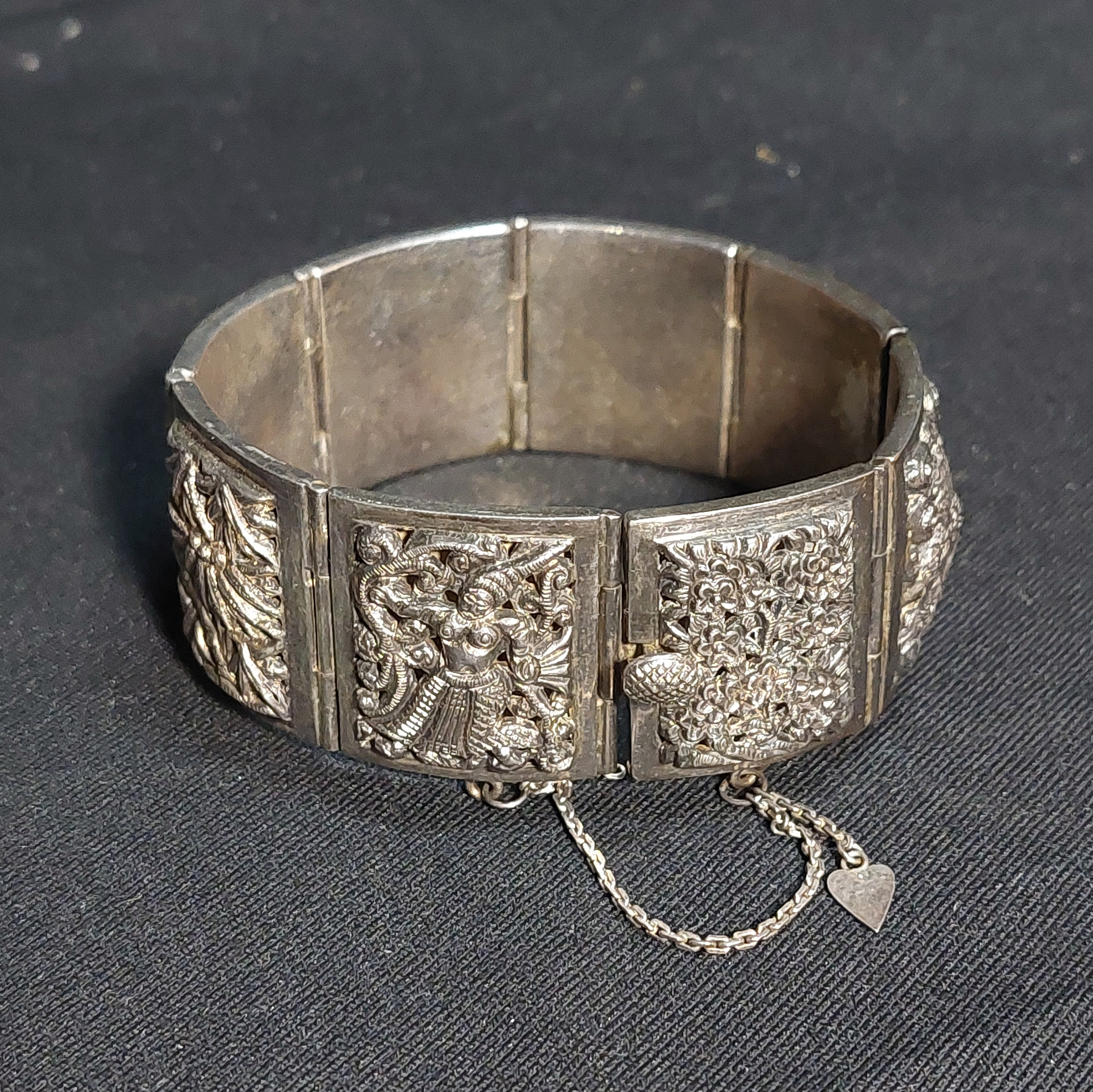 Vintage Sterling Silver Indochina Panel Link Bracelet - Etsy