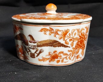 Orange Fitzhugh American Eagle Pattern Box with Lid, Japan