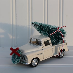 Vintage Inspired White 1955 Chevy Christmas Truck Decor