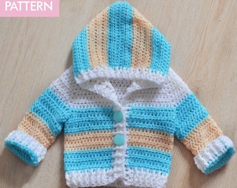 Gehaakt PATROON Babyjasje Babymeisjesvest Babymeisjeskleding Vest met capuchon Haakpatroon Babyvest