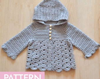 Crochet PATTERN Baby Jacket Baby Girl Cardigan Lace Cardigan Infant Girl Clothes Hooded Cardigan