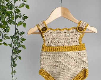 Crochet PATTERN - Baby romper for 0-6, 6-12 and 12 – 18 months.