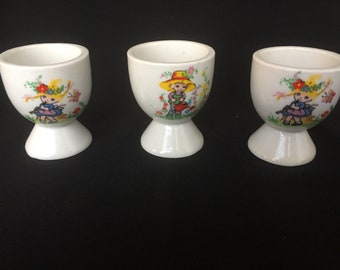 Vintage 1970's Porcelain Egg Holders - Set of 3
