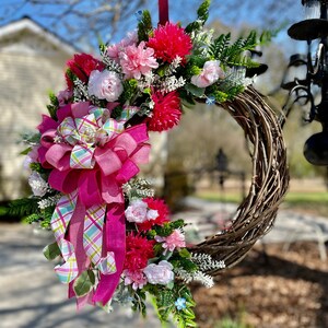 Summer wreath, Pink wreath, Summer porch decor