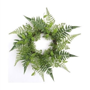 everyday wreath, greenery wreath, fern wreath, 17" Vine base Fern Wreath, Everyday Wreath, Small Plastic Wreath