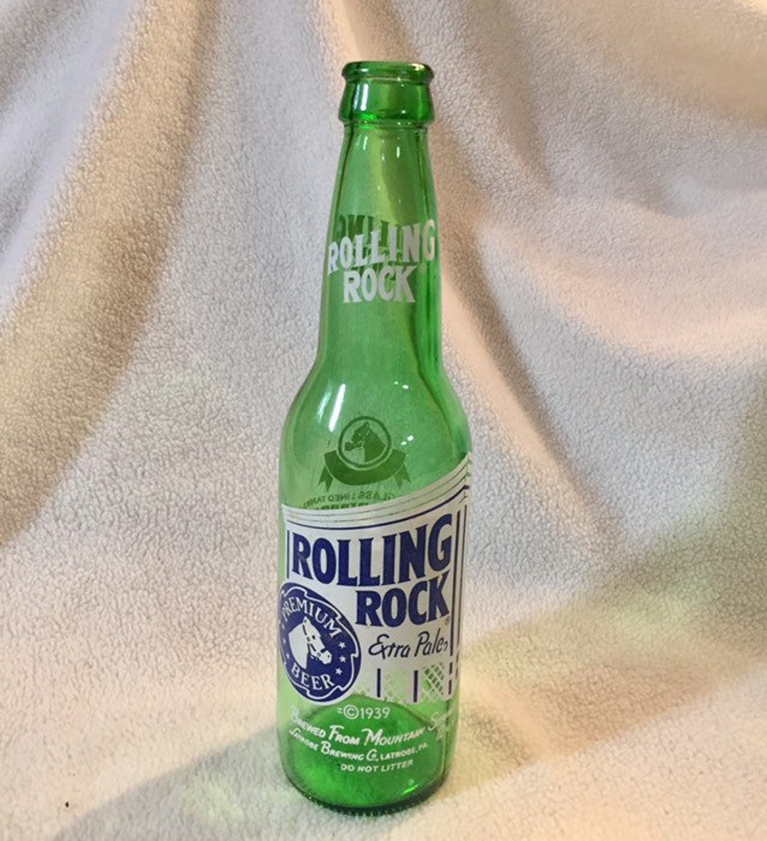Vintage 1939 Rolling Rock Latrobe Brewing Co Painted Label Glass Beer