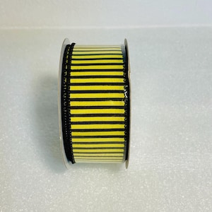 Yellow and Black Wired Horizontal Thin Stripes Ribbon