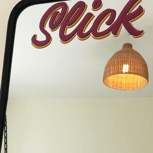 Slick vintage style metal hand sign written mirror image 2