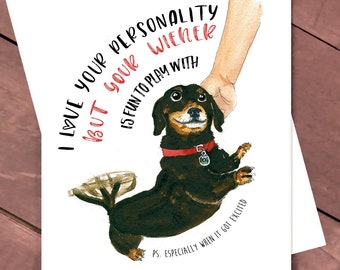 Funny Wiener Dog Sexy Valentines Day Card For Him, Sexy Valentines Card For Boyfriend, Dachshund Dog Naughty Card For Husband Love Cards