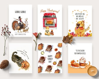 Funny Thanksgiving Cards Pack - Fall Holiday Greeting Cards Set For Friends