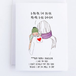 Nieuwe Baby Talk Card voor nieuwe vader, grappige Baby Dad Card voor hem, grappige eerste Vaderdagkaart van dochter, papa verjaardagskaart voor man