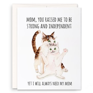 Cat Mom And Daughter Mothers Day Card Funny - Best Mom Birthday Card From Daughter Son - Liyana Studio Greeting Card Handmade