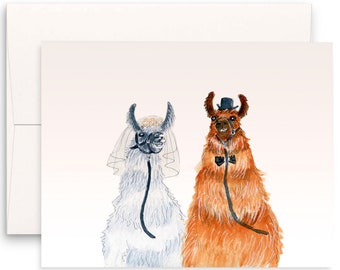 Llamas Funny Wedding Card - Engagement Congratulations Cards For Bride And Groom