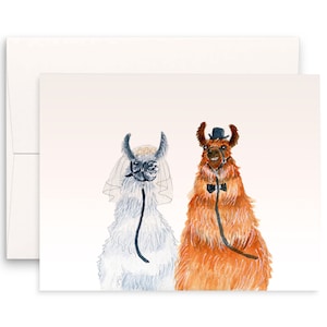 Llamas Funny Wedding Card - Engagement Congratulations Cards For Bride And Groom