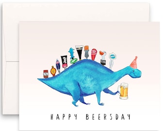 Dinosaur Beer Birthday Card Funny - 21st Birthday Card For Brother Beer Lover Gift