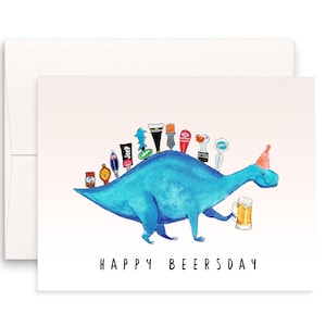 Carte d'anniversaire de bière dinosaure drôle – carte de 21e anniversaire pour frère amateur de bière, cadeau