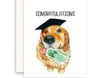 Golden Retriever Dog Graduation Cards Funny - Money Holder Cash Enclosed Card